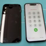 川越でiPhone 16の画面修理｜割れが悪化して内部パーツが見えた端末を画面交換【iPhone修理川越】