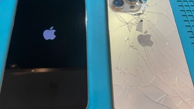 背面バキバキiPhone13ProMaxガラス割れ修理【iPhone修理所沢】