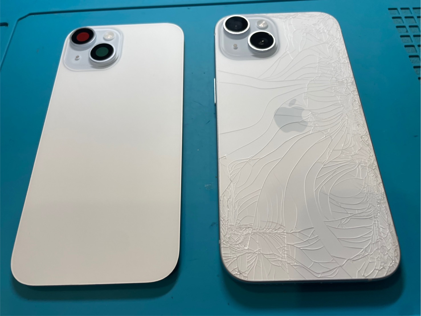 iPhone15グリーン128「背面割れ」 iPhone15背面ガラス割れの修理