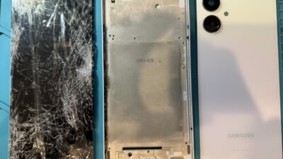 ガラス粉々GalaxyA25 5G 画面割れ修理【スマホ修理所沢】