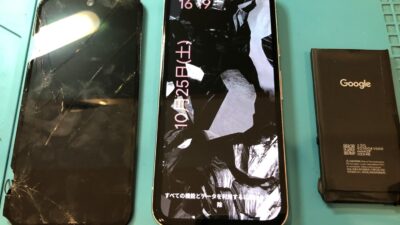 GooglePixel8a画面割れ修理&バッテリー交換【スマホ修理所沢】