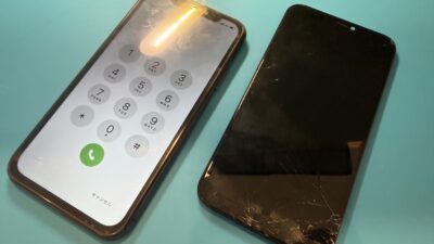 iPhone11画面割れ液晶漏れ状態の修理【iPhone修理所沢】